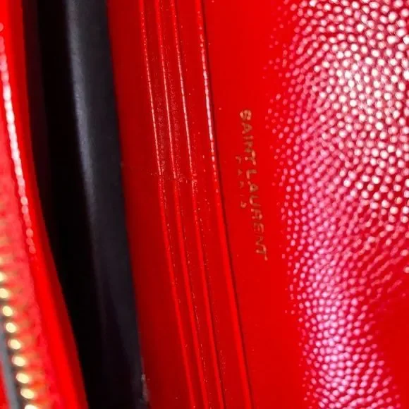 AUTHENTIC YSL Yves Saint Laurent Red Wallet on a Chain with gold hardware - Picture 7 of 9